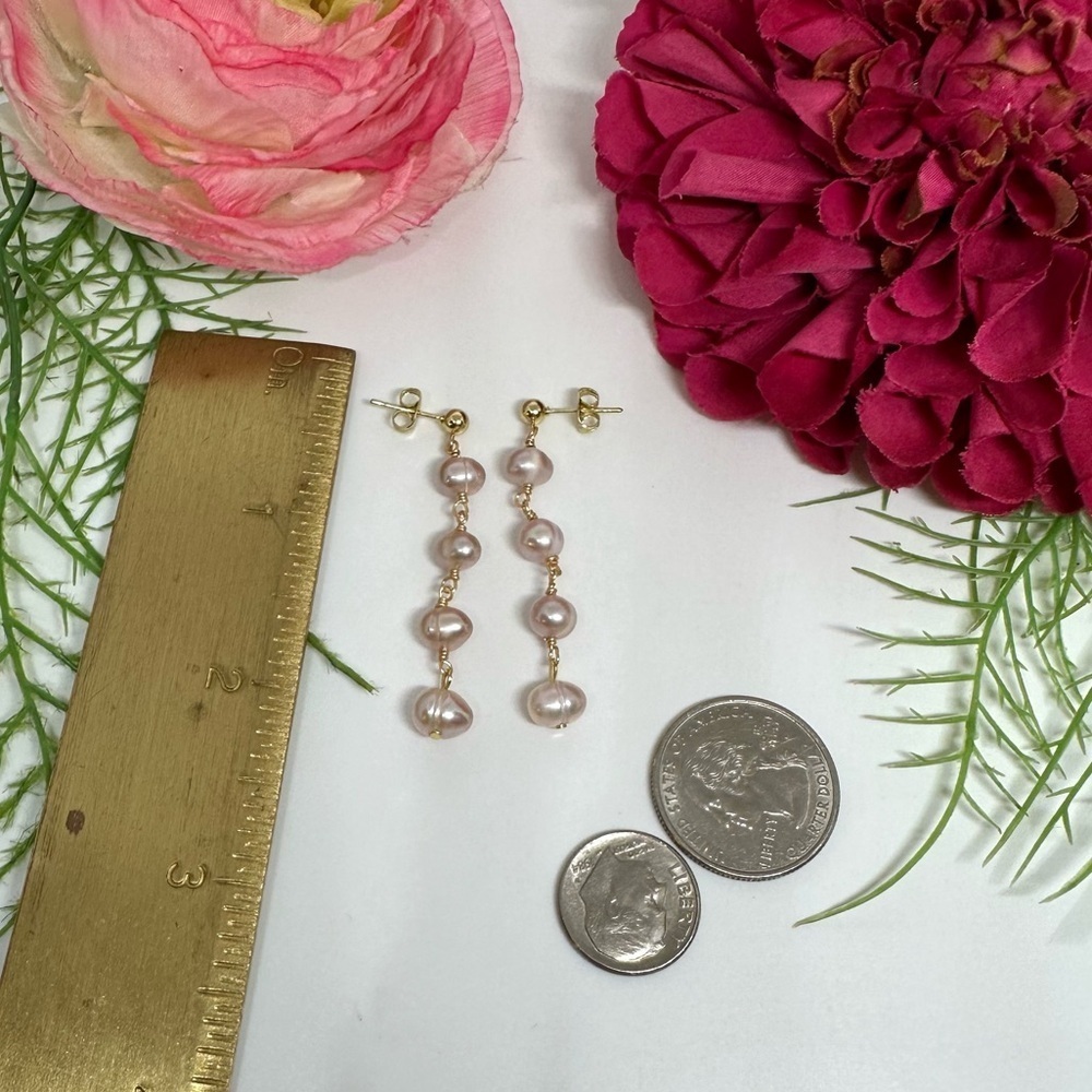 NEW⚜️Baroque Freshwater Pearl Hand Linked Dangly Earrings - Picture 5 of 5